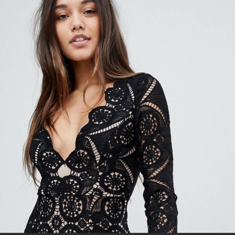 Black crochet dress